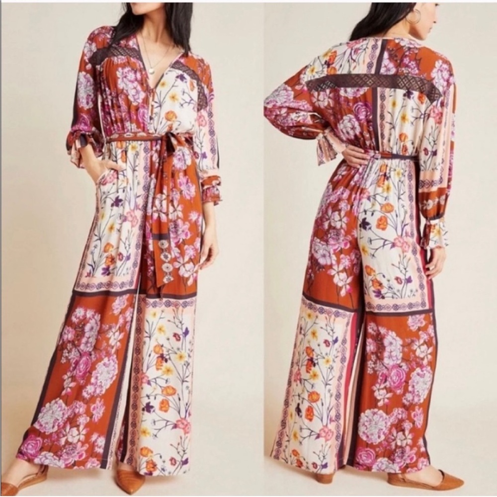 Anthropologie Floral Patchwork Jumpsuit - Multicolor